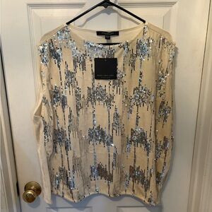 Marc New York Women's Blouse - Cream with Silver Sequins
